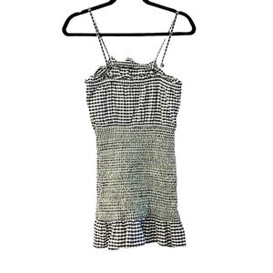 urban outfitters black white Smocked tank bodycon dress Medium